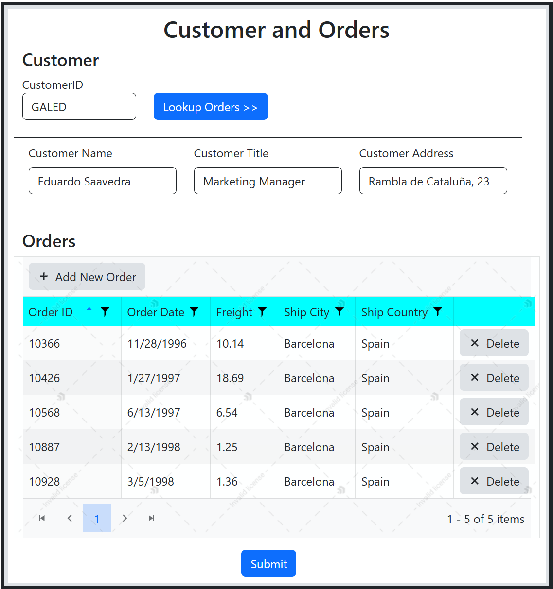 Kendo UI Grid in batch edit mode with add, edit, and delete controls