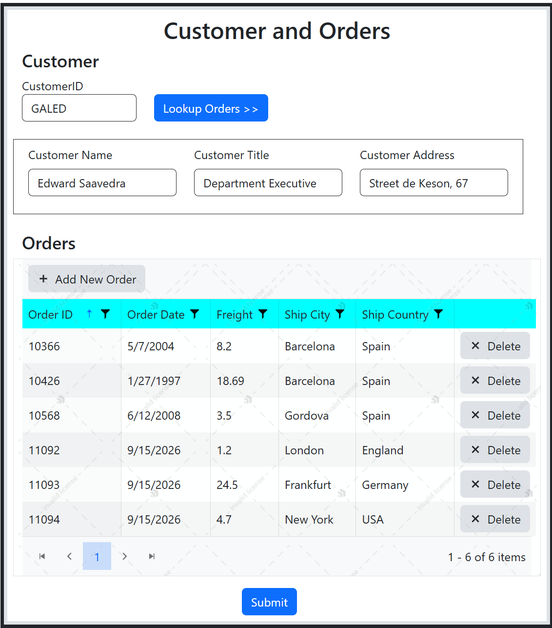 Kendo UI Grid in batch edit mode with add, edit, and delete controls